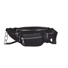 Новая поясная сумка на цепочке, Женская поясная сумка в стиле хип-хоп, модная однотонная нагрудная сумка из искусственной кожи
