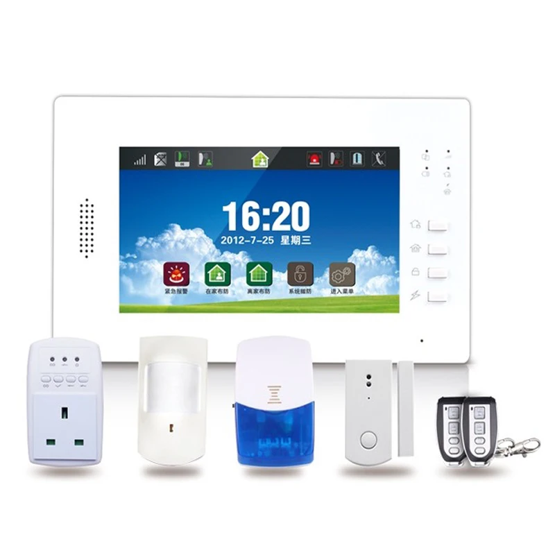 7inch Touch Keypad QUAD Band GSM Alarm Home DIY System with 868Mhz Wireless Security Alarm Sensor Smart Socket Free APP Control_1