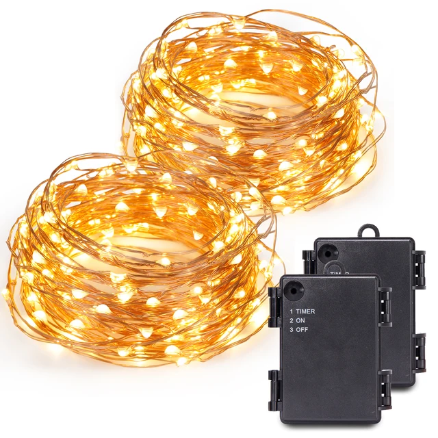 kohree 120 micro led battery powered string light with timer 40ft