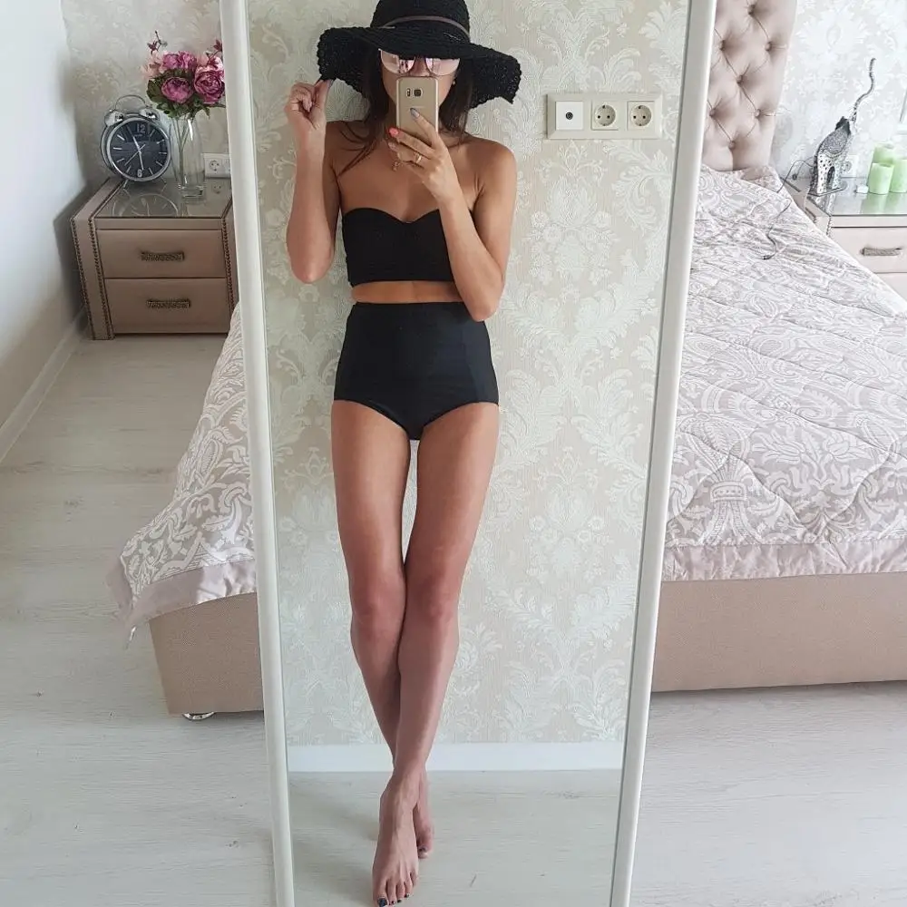 Push Up High Waist Swimsuit Women Bathing Suit Padded Bikini Set Retro Beachwear Plus Size Swimwear XL XXL XXXL  Large Big Size