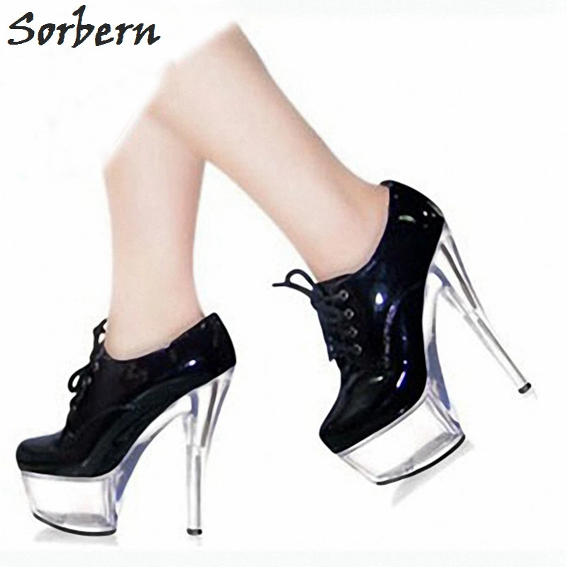 black lace up platform heels