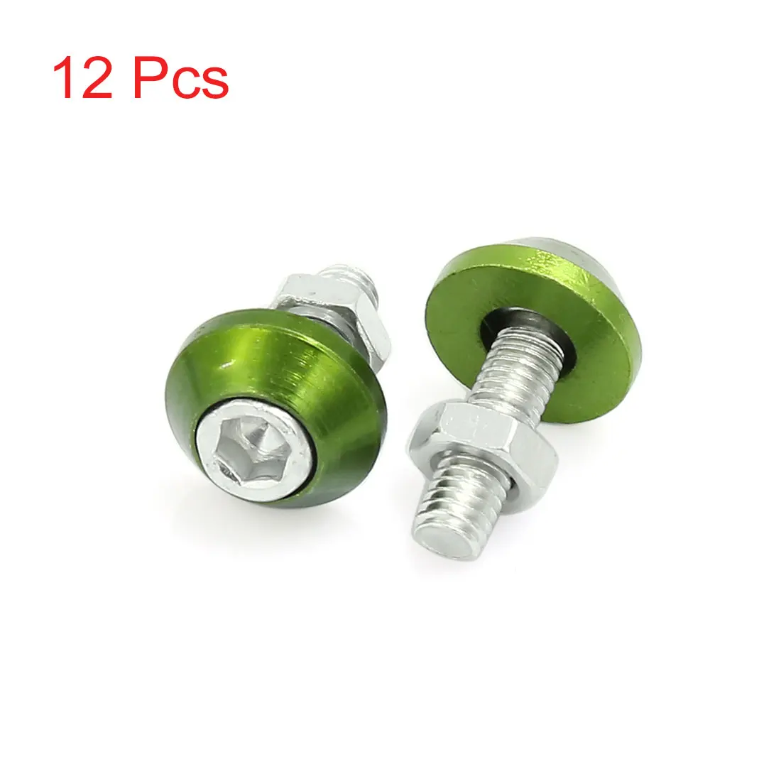 

X Autohaux 12 Pcs Green Cone Style License Number Plate Bolt Screw 6Mm Thread Dia For Car