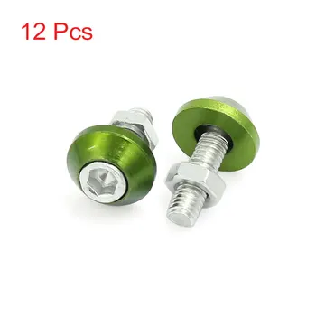 

X Autohaux 12 Pcs Green Cone Style License Number Plate Bolt Screw 6Mm Thread Dia For Car