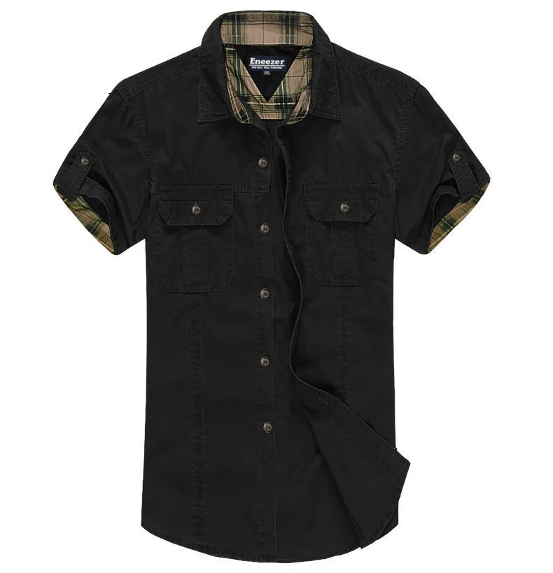 En Ligne 8XL Plus La Taille Solide Shirt Homme Remise En Forme Coton Hommes Vêtements Casual hommes Shirt Noir, Kaki XL XXL XXXL 4XL 5XL 6XL 7XL 8XL