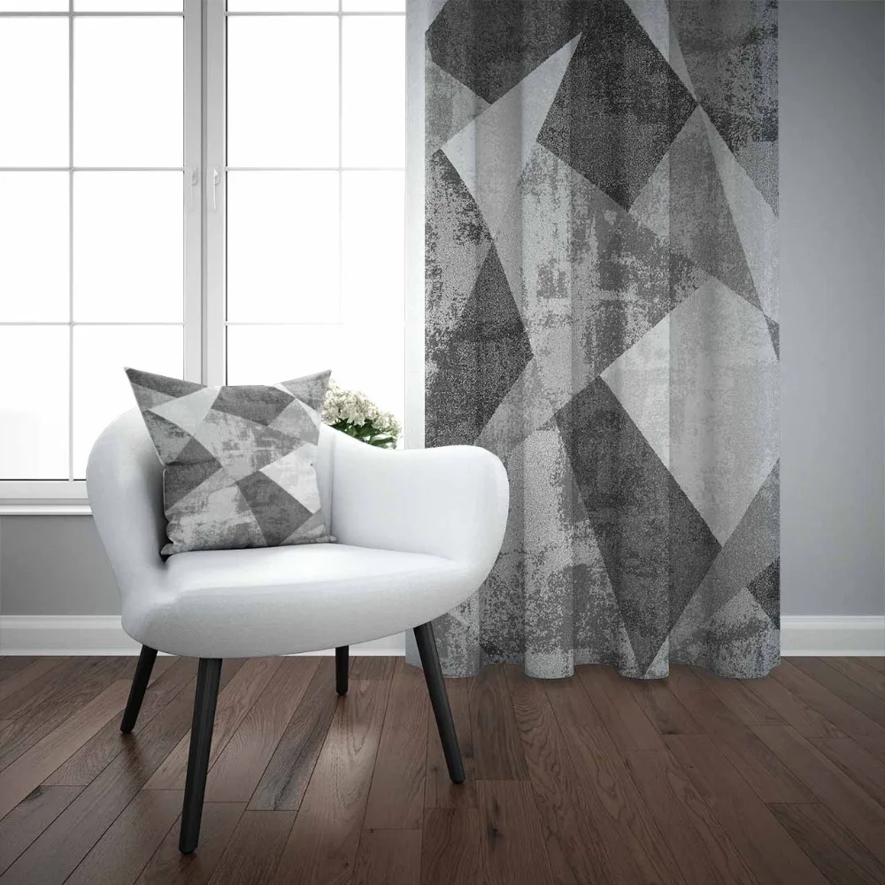 

Else Gray Black White Triangles Patchwork Nordec 3D Print Living Room Bedroom Window Panel Curtain Combine Gift Pillow Case