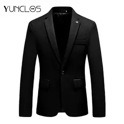 YUNCLOS 2019 Новый Slim Fit Мужской костюм Блейзер сплошной цвет серый красный костюм куртка высокого качества повседневный мужской блейзер