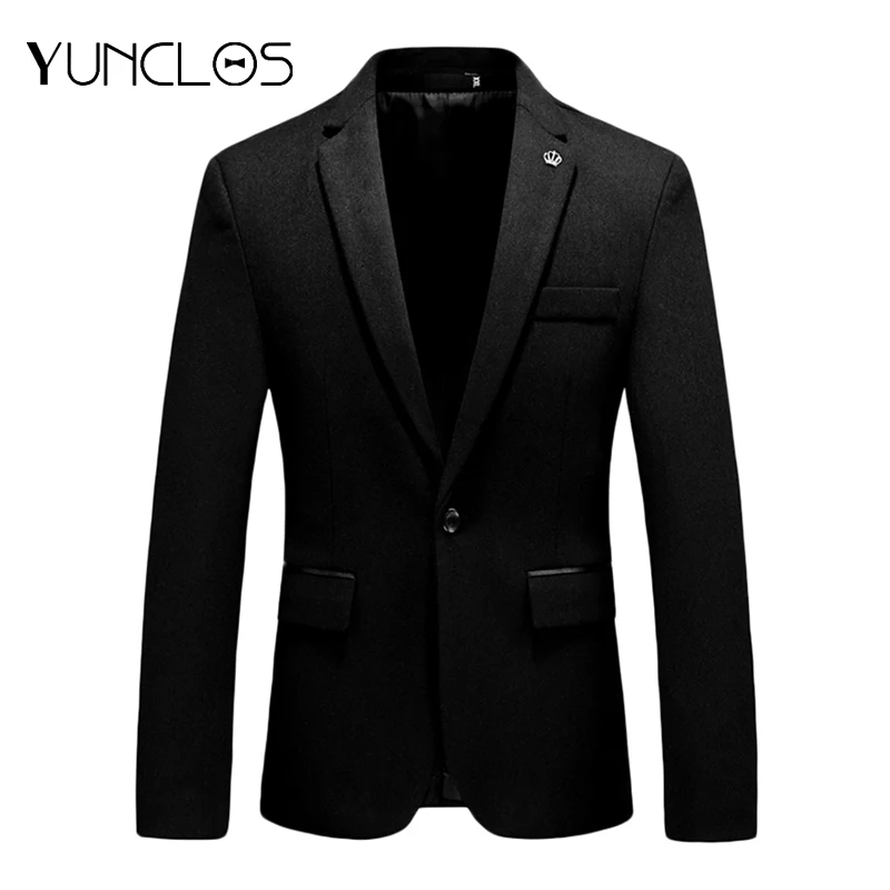 

YUNCLOS 2019 New Slim Fit Men's Suit Blazer Solid Color Gray Red Suit Jacket High Quality Casual Male Blazer Prom Blazers