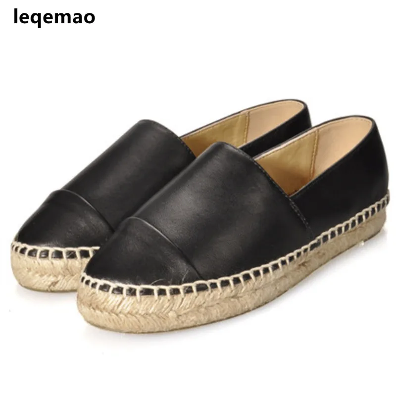 New Fashion Comfortable Seasons Women Espadrilles Shoes Genuine Leather ...