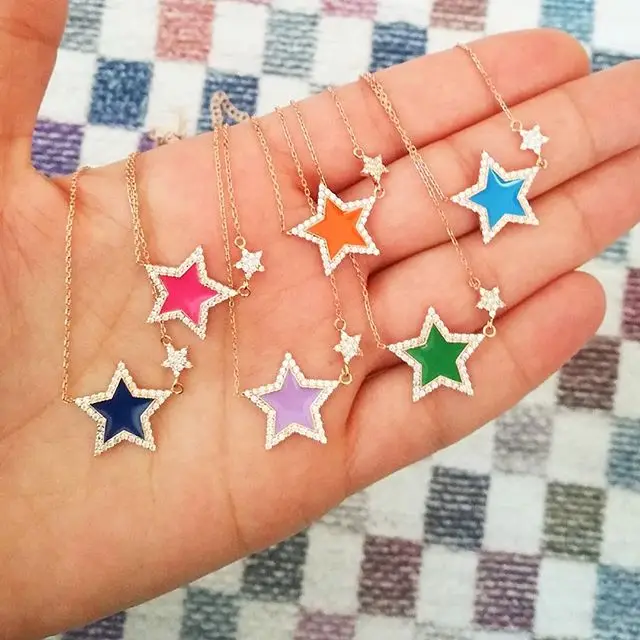 Позолоченный Высококачественный Белый Синий Красный Эмаль Звезда cz звезда элегантный браслет для женщин Леди Мода Шарм ювелирные изделия ко Дню Святого Валентина