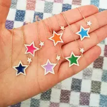 Позолоченный Высококачественный Белый Синий Красный Эмаль Звезда cz звезда элегантный браслет для женщин Леди Мода Шарм ювелирные изделия ко Дню Святого Валентина