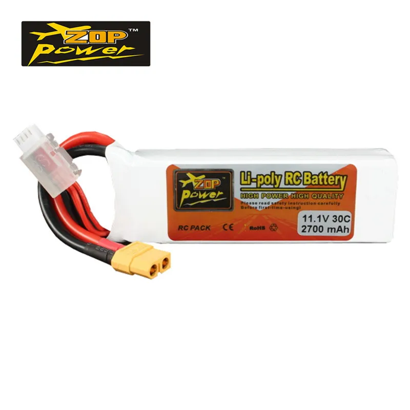 

Rechargeable ZOP Power 11.1V 2700mAh 3S 30C Lipo Battery XT60 Plug Connector For RC Drone Quadcopter Helicopter DIY Spare Part