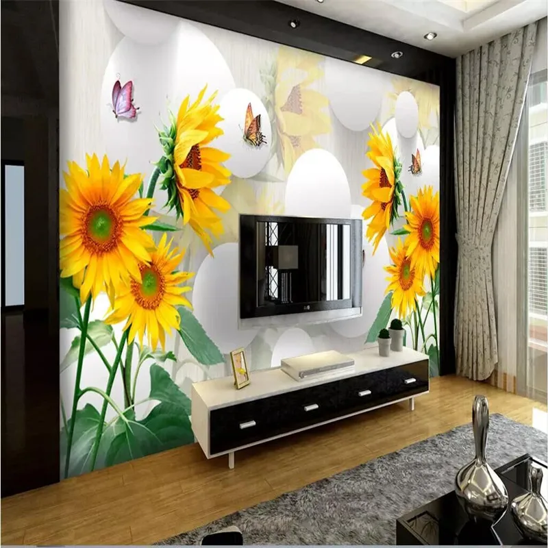 Sunflower Flower Wall Wallpaper Wholesale Wallpaper Mural Custom Photo