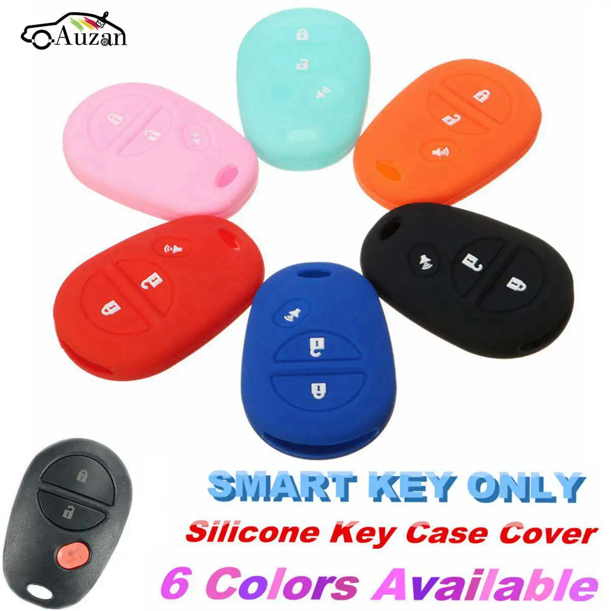

3 Buttons Silicone Car Key Cover Case For Toyota Sienna Tacoma Tundra Remote Key 6 Colors