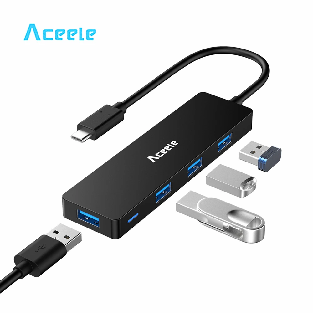 Aceele USB C концентратор тип C до 4 USB 3,0 портов концентратор адаптер для ПК ноутбук мобильный телефон для Macbook