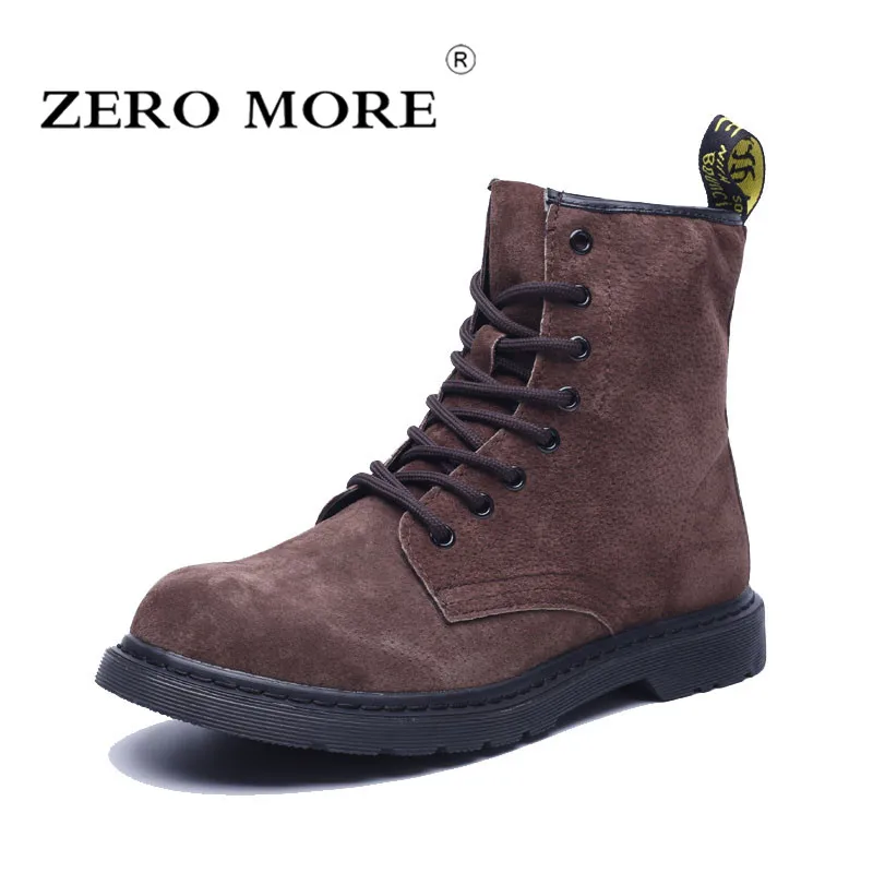

ZERO MORE Mens Boots Cow Suede Spring Shoes Men Lace Up Split Leather Solid Ankle Boots Men Round Toe Work Men Boots Thick Sole