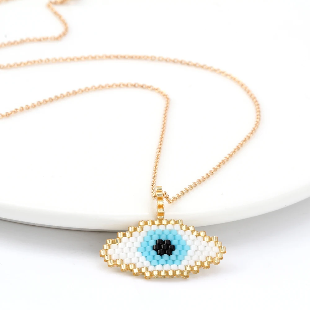 MEIBEADS ожерелье от сглаза MIYUKI из золотой цепочки бисер Evil Eye для женщин ручной