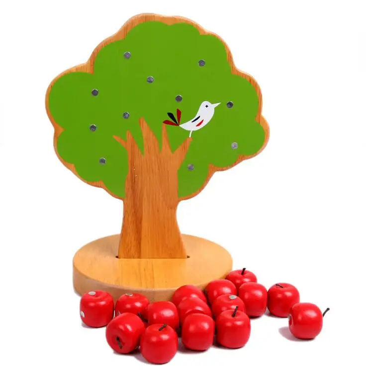  Baby Wooden Montessori Toys Mini Apple Tree Gift For Children Blocks Magnetic Mathematics Early Chi - 32918707504