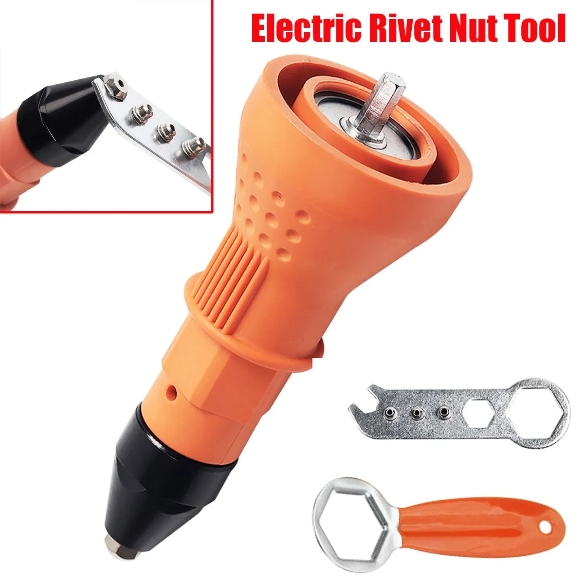 

1Set Electric Rivet Nut-Gun Riveting Tool Cordless Riveting Drill Adaptor Insert Nut Tool Riveting Drill Adapter with Wrench