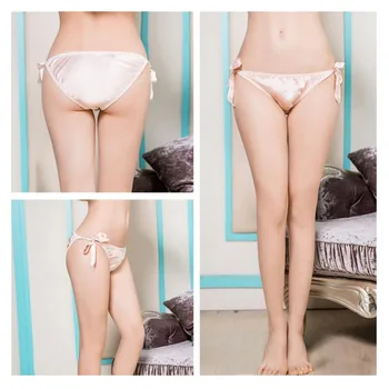 

2 Packs Plus Size Women's Lace-up Knickers 100% Silk Panties Briefs Gift for Her