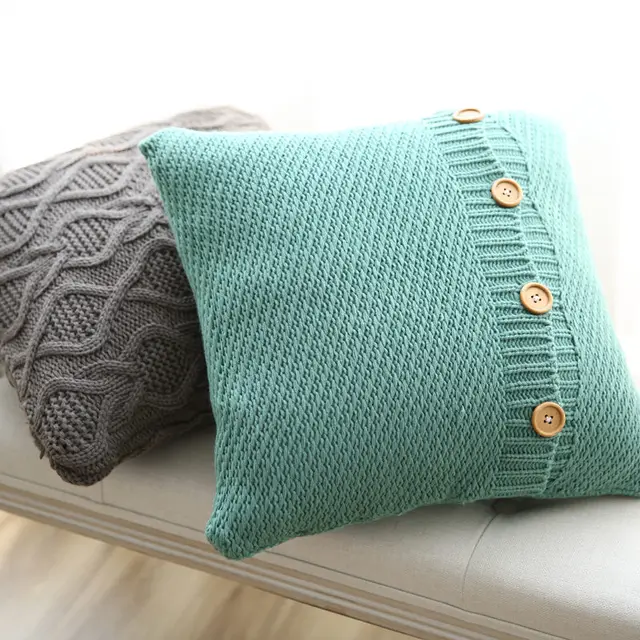 45x45cm twis grey/retro green knitted pillow case wool cushion cover
