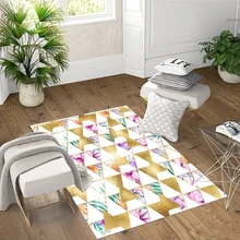 Розовый зеленый акварельный Золотой Желтый треугольник 3d принт Нескользящая микрофибра Гостиная декоративный современный моющийся коврик