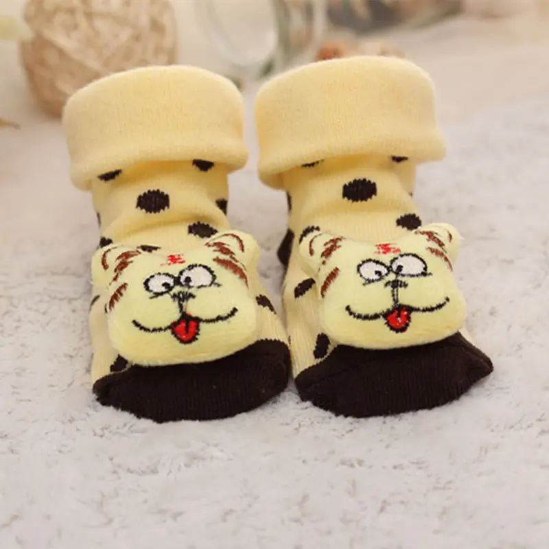 Baby socks rubber anti slip floor cartoon kids Toddlers autumn spring Fashion Animal newborn Cute 0-6-12month - Цвет: Little tiger