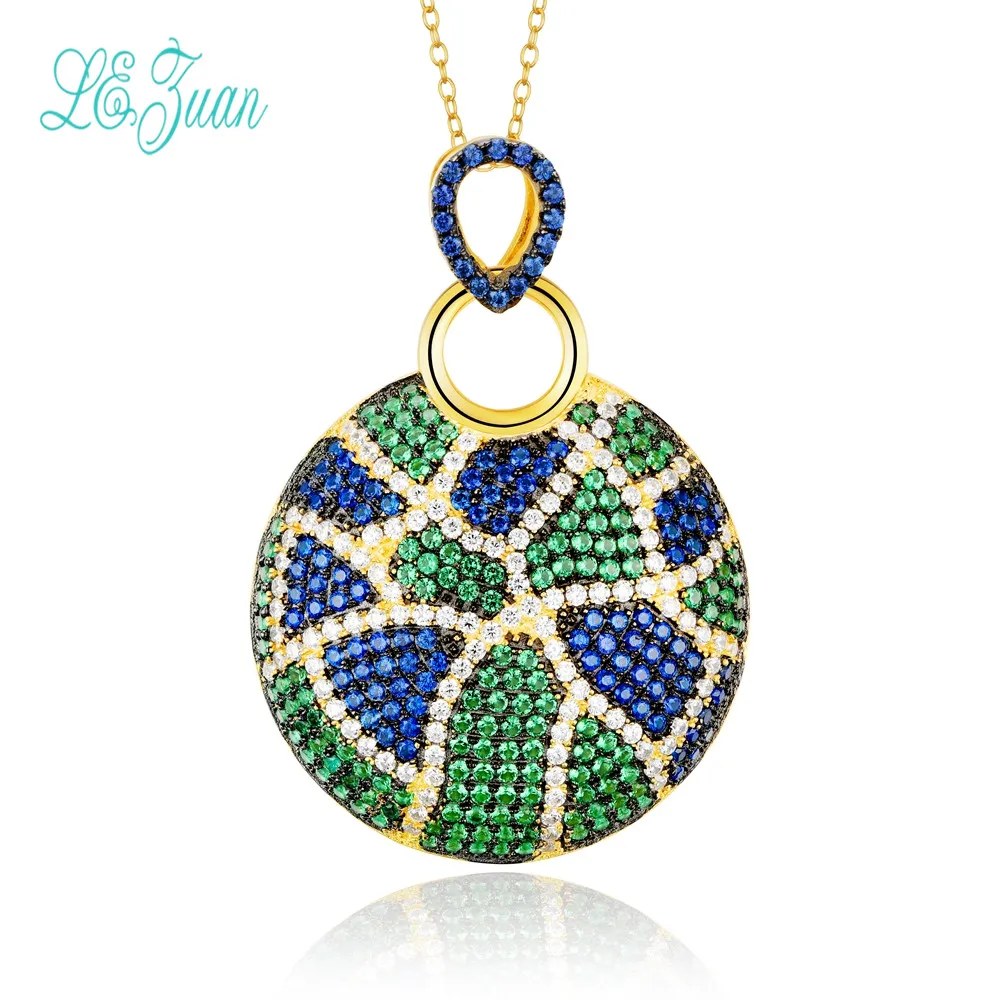 

l&zuan S925 Fashion Sterling Silver Jewelry Round Multicolor Zircon Pendant Necklace For Women Christmas Gifts