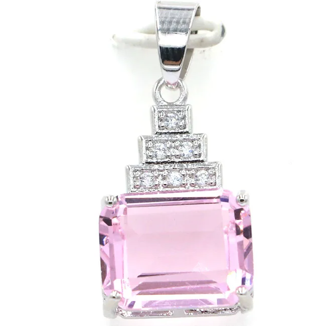 

SheCrown Elegant Light London Blue Topaz Natural White CZ Gift Silver Pendant 26x17mm