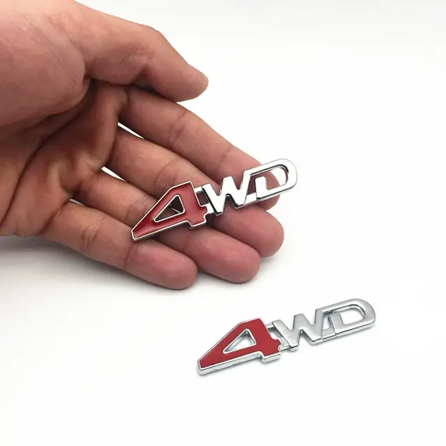 FDIK 2PCS/set Car Tail Rear Side Metal 4x4 RC Car 4WD Sticker 3D Chrome Badge Car Emblem Badge Decal Auto Decor Styling 4WD 2