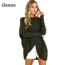 Genuo Long Knitted Sweater Tops Women 2018 Autumn Casual Loose Batwing Sleeve Knit Shirts Oversized Pullover Jumper Pull Femme Genuo Long Knitted Sweater Tops Women 2018 Autumn Casual Loose Batwing Sleeve Knit Shirts Oversized Pullover Jumper Pull Femme