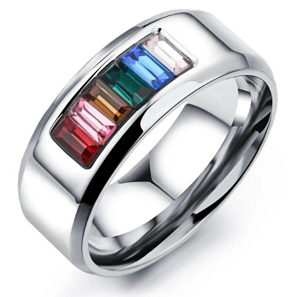 

Titanium Steel Half The Color Gay Ring Comrade Six Color Rainbow Rings Like Minded Gay Men Women Jewelry