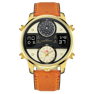 Роскошные мужские наручные часы 5ATM водостойкий мужской s Топ люксовый бренд военные спортивные кожаные мужские спортивные наручные часы Relogio Masculino - Цвет: Золотой