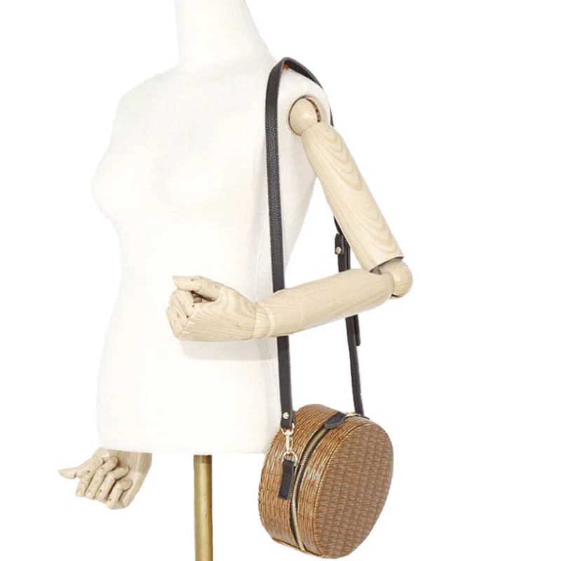 Women Round Straw Bags INS Popular Summer Female Weave Handbag Vintage Rattan Lady Shoulder Bag Travel Knit Circle Bolsa SS3162 (3)