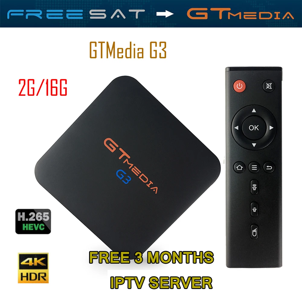 

GTMEDIA G3 +3M IPTV FREE Alpha 2+16G Android 7.1 Smart TV Box Amlogic S905X Quad Core 2.4GHz WiFi Bluetooth 4.0 STB Media Player