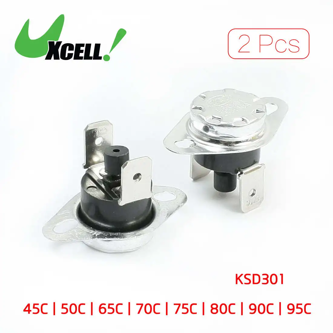 

2 Pcs 185 Celsius NC Bent Foot KSD301 Ceramic Thermostat Switch 10A AC 250 Volt