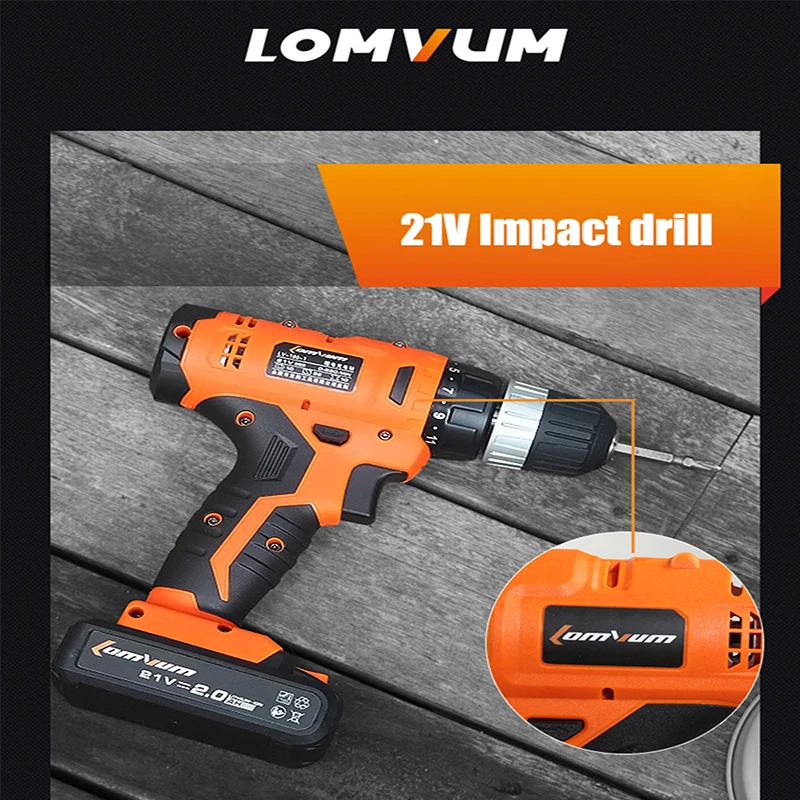 LONGYUN 21V Screwdriver battery Electric Impact drill Cordless drill
