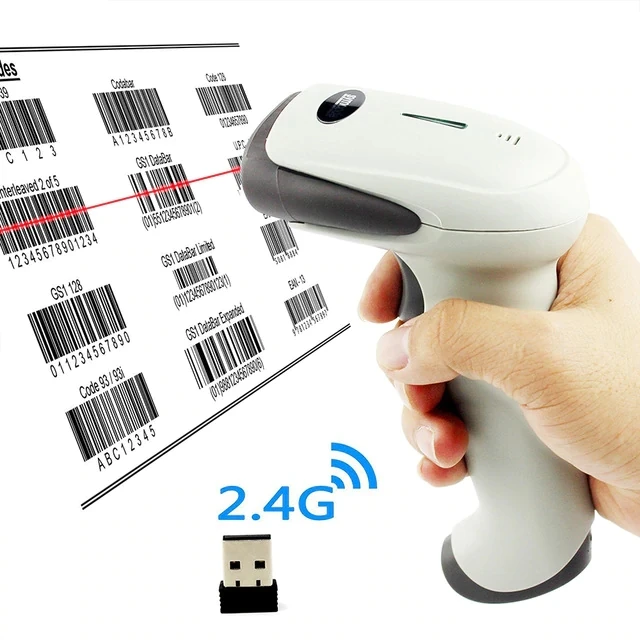 

R Wireless Laser Barcode Scanner Long Range Cordless Bar Code Reader for POS and Inventory
