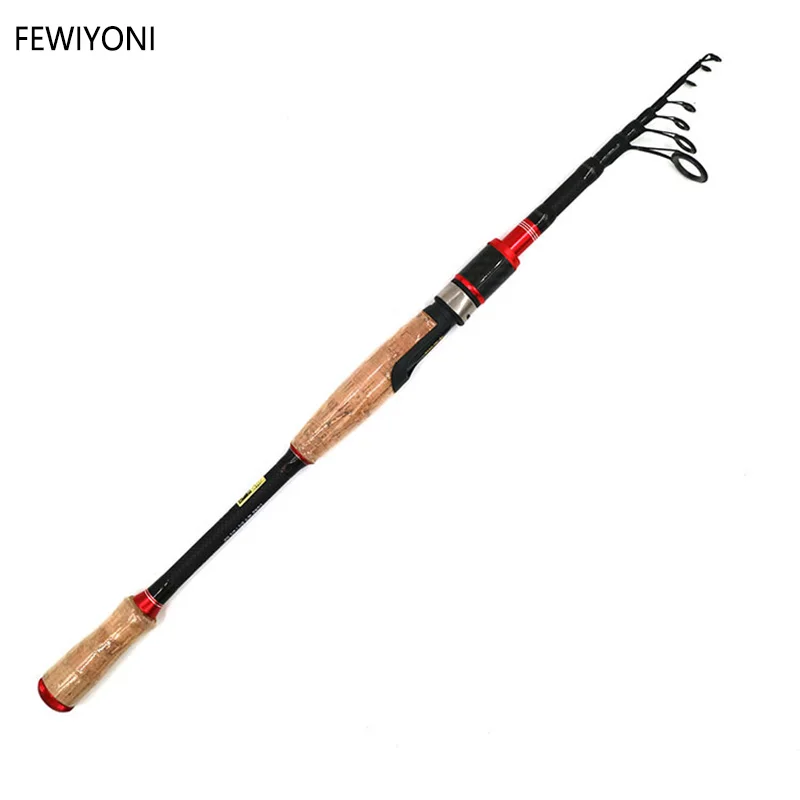 

FEWIYONI Fishing Rod 2.1M/2.4M M Power Carbon Fiber Spinning/Baitcasting Rods 6 Sections Telescopic Lure Fishing Tackle Rod
