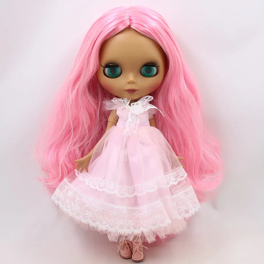 

ICY Nude Blyth Doll No.BL1003/898 Pink mix White hair Black Matte face Joint body 1/6 bjd