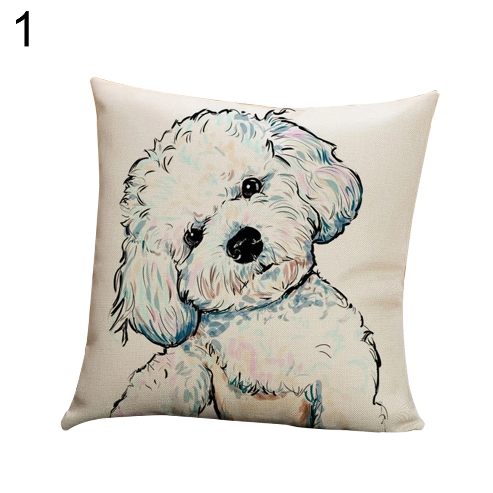 2017 Cute Fashion Cartoon Dog Waist Throw Pillow Linen ...
