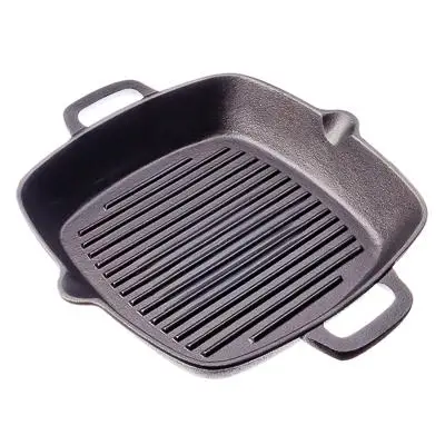 Tanie GRILL obsada żelazna patelnia nieprzywierająca patelnia rowkowane grill żeliwa kuchenka indukcyjna piekarnik 26x26x4.5sm 808 004