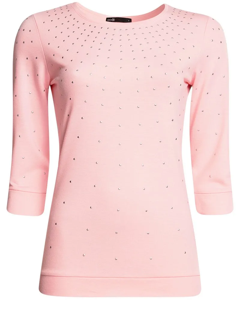 oodji Джемпер с металлическими стразами и рукавом 3/4 14801021 5 45493|sweater jumper|jumper sweaterpolyester