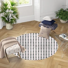 Else, черный, серый цвет, Геометрическая плитка, современный нордек, 3d рисунок, принт, противоскользящие, сзади, круглые ковры, для гостиной, ванной комнаты