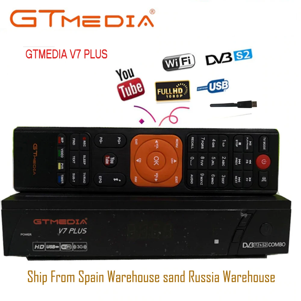 GTMEDIA V7 PLUS с бесплатным Cccam 5 Клинок для 1 года Испания Европа DVB-T2 DVB-S2 приемник H.265 спутниковый vs Freesat V7 V8