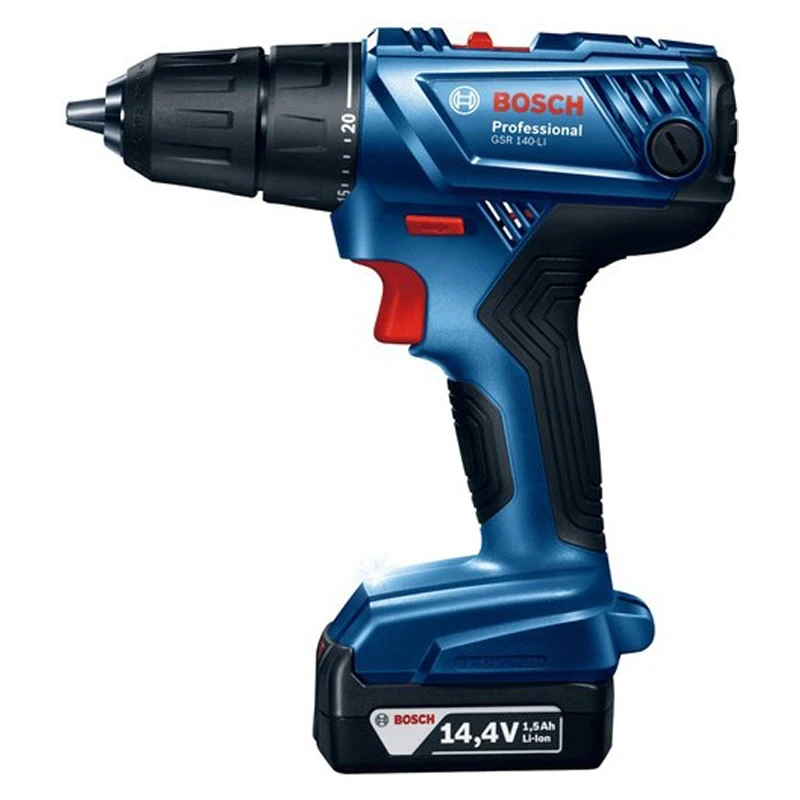 Дрель-шуруповерт аккумуляторная Bosch GSR 140-LI (2 Li-ion батареи 14.4 В емкостью 1,5 Ач. 2 скорости, подсветка, кейс)