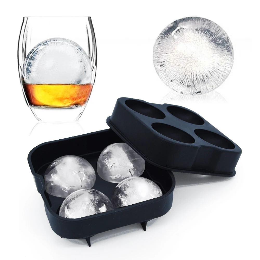 

4 Large Ice Cube Ball Maker Mold Freezed Sphere Ice Cube Tray Cocktail Whiskey Ice Ball Mould Ice Cream Tools Kitchen Tools