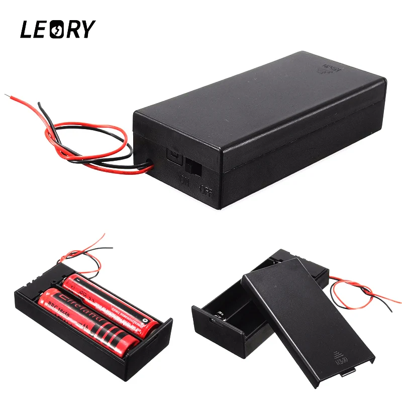 LEORY New Black Plastic 18650 Battery Storage Case 3.7V For 2x18650