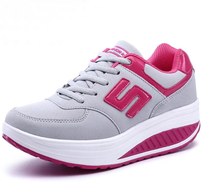 Akexiya/женская повседневная обувь на платформе со шнуровкой из дышащего сетчатого материала; обувь, увеличивающая рост; спортивные кроссовки на танкетке - Цвет: 8501 Gray