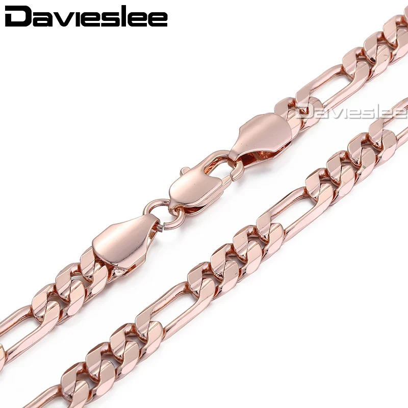 FIGARO NECKLACE CHAIN 6mm 9mm Rose Gold Filled Personalized 18 36inch