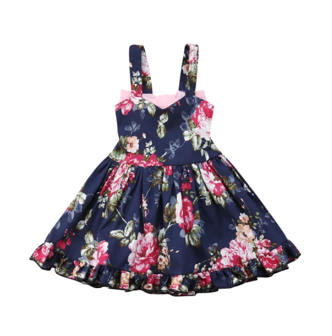 Kid Princess Baby Flower Girl Dress Child Cotton Bowknot Party Gown Bridesmaid Baby Girls Summer Cute Floral Dresses